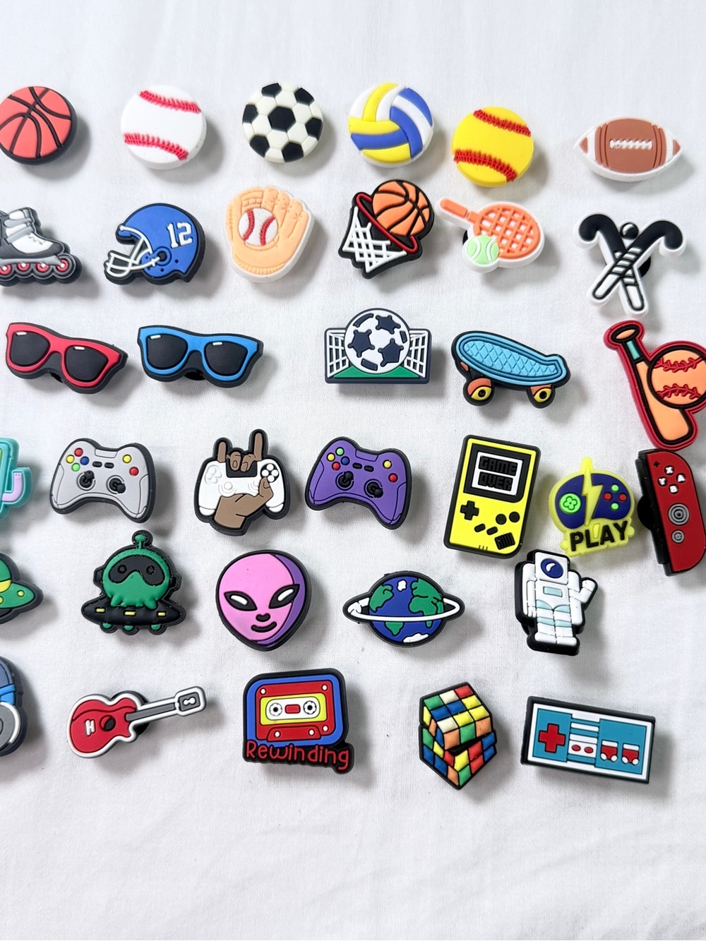 Multicolor Random Shoe Charm 35pcs Set for Crocs Kids Astronaut Space Games etc
